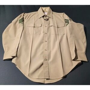 United States Marine Corps Creighton 15 1/2 32 Khaki Long Sleeve Shirt E6 Ssgt‎